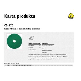 KLINGSPOR KRĄŻEK FIBROWY 125mm gr. 60 CS570 /25szt. 204095
