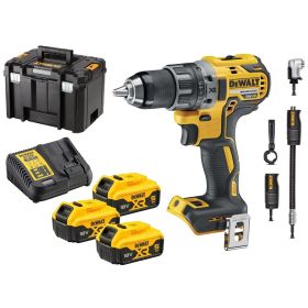 DEWALT WKRĘTARKA 18V DCD791P3A 70/27Nm 3x5,0Ah BL +KOŃCÓWKA KĄTOWY DO BITÓW DCD791P3A-QW