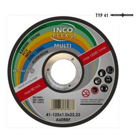 INCOFLEX  TARCZA UNIWERSALNA METAL / PCV / BETON 125 x 1,0mm MULTI M415-125-1.0-22A60Rm