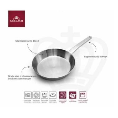 GERLACH.PATELNIA PRESTIGE 24cm STALOWA 318M-24