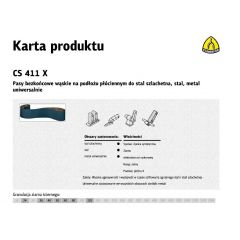 KLINGSPOR PASY BEZKOŃCOWE DO ELEKTRONARZĘDZI CS411X 8mm x 455mm gr. 40 /10szt. STAL SZLACHETNA 8X455G40