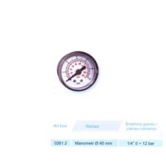 ADLER MANOMETR PNEUMATYCZNY 0-12BAR FI=40mm 1/4" 0261.2