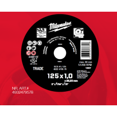 MILWAUKEE TARCZA DO METALU 125 x 1,0 x 22,2mm TRADE, INOX 4932479578