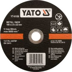 YATO TARCZA DO METALU INOX 125x2,5x22mm   YT-6104