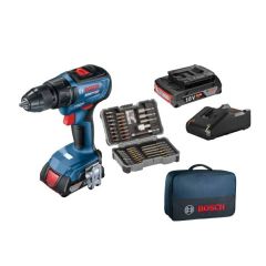 BOSCH WIERTARKO-WKRĘTARKA 18V 50/24Nm 2x2,0Ah BRUSHLESS GSR 18 V-50 + AKCESORIA 43 elem. 06019H5004