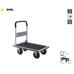 DREL WÓZEK MAGAZYNOWY 4-KOŁOWY 300KG PLATFORMA 90x60cm KOŁA POMPOWANE CON-DTT-9990