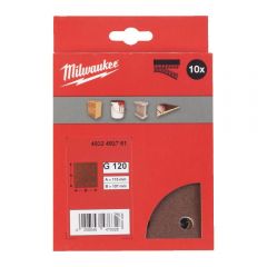 MILWAUKEE PAPIER ŚCIERNY 115mm x 107mm 10 OTWORÓW P120 /10szt. 4932492761