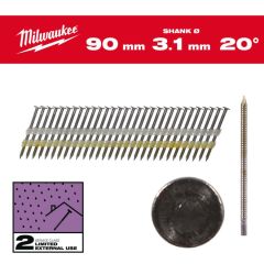 MILWAUKEE GWOŹDZIE PIERŚCIENIOWE 90mm /1750szt. DO M18 FFN21 GALWANIZOWANE 4932492594