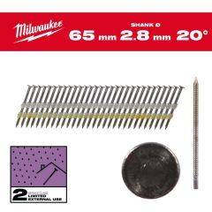 MILWAUKEE GWOŹDZIE PIERŚCIENIOWE 2.8 x 65mm /2000szt. DO M18 FFN21 GALWANIZOWANE 4932492591