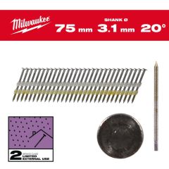 MILWAUKEE GWOŹDZIE PIERŚCIENIOWE 2.8 x 75mm /1750szt. DO M18 FFN21 GALWANIZOWANE 4932492592