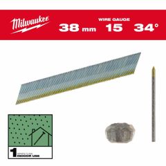 MILWAUKEE SZTYFTY WYKOŃCZENIOWE, 15G, GŁOWA TYPU D 38mm GALWANIZOWANE DO M18 CN15GA /2500szt. 4932492575