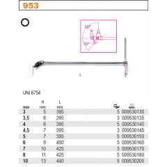 BETA KLUCZ TRZPIENIOWY T PRZEGUBOWY  4mm 953-4