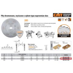 PIŁA UNIWERSALNA CHROMOWANA HM D=300 F=30 Z=48 K=3,2/2,2 285.648.12M