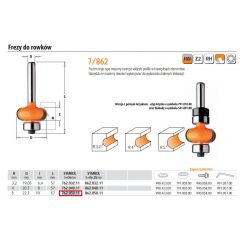 CMT FREZ PROFILOWY DO ROWKÓW HM D=20,7 R=5 I=10 S=6 762.050.11